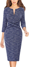 VFSHOW Womens Wear to Work Slim Colorblock Crisscross Dress
