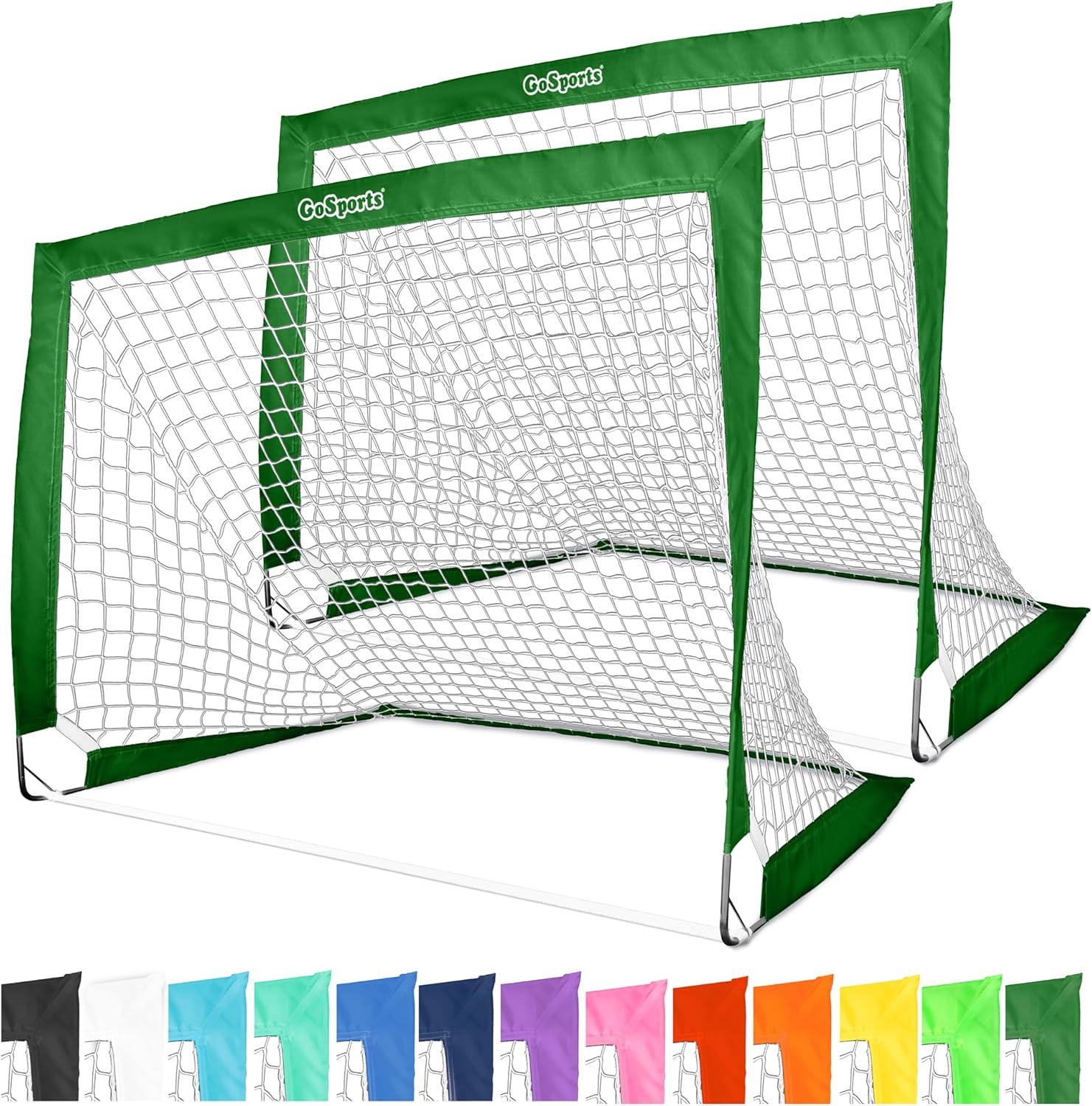 GoSports Portable Soccer Goals for Kids - Set of 2 Team Tone Nets