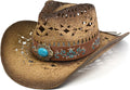 Cowgirl Hats for Women Straw Cowboy Hat - Shapeable Brim Sun Shield