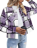 Zeagoo Flannels Cropped Shacket Jacket Women - Warm Plaid Layering