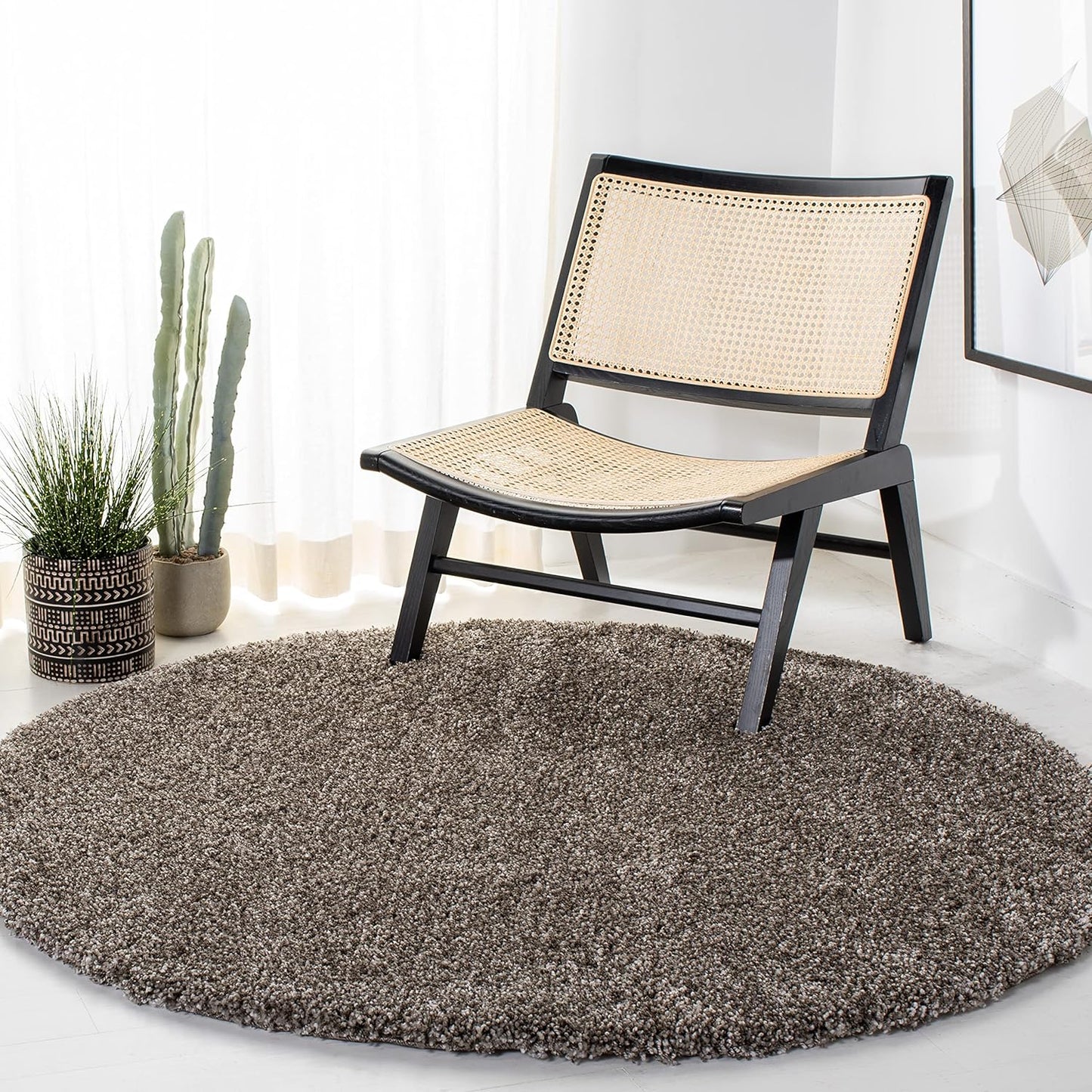 SAFAVIEH Milan Shag Collection Area Rug - 5ft 1in Round, Grey