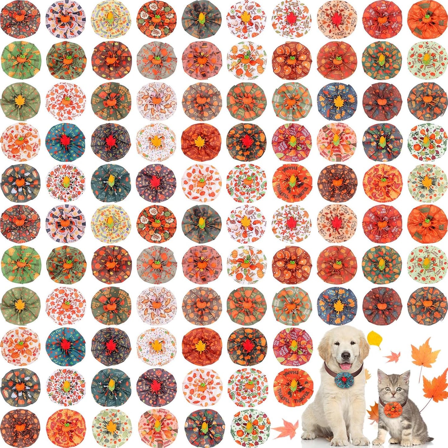 Sweetude Fall Dog Collar Flowers Charms for Pets 100 Pcs