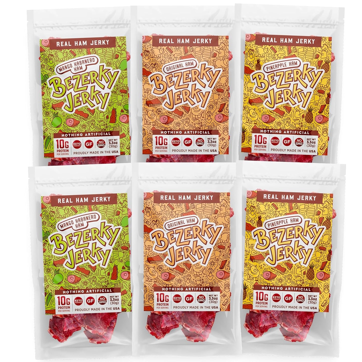 All Natural Ham Jerky Variety Pack - Keto-Friendly Snack