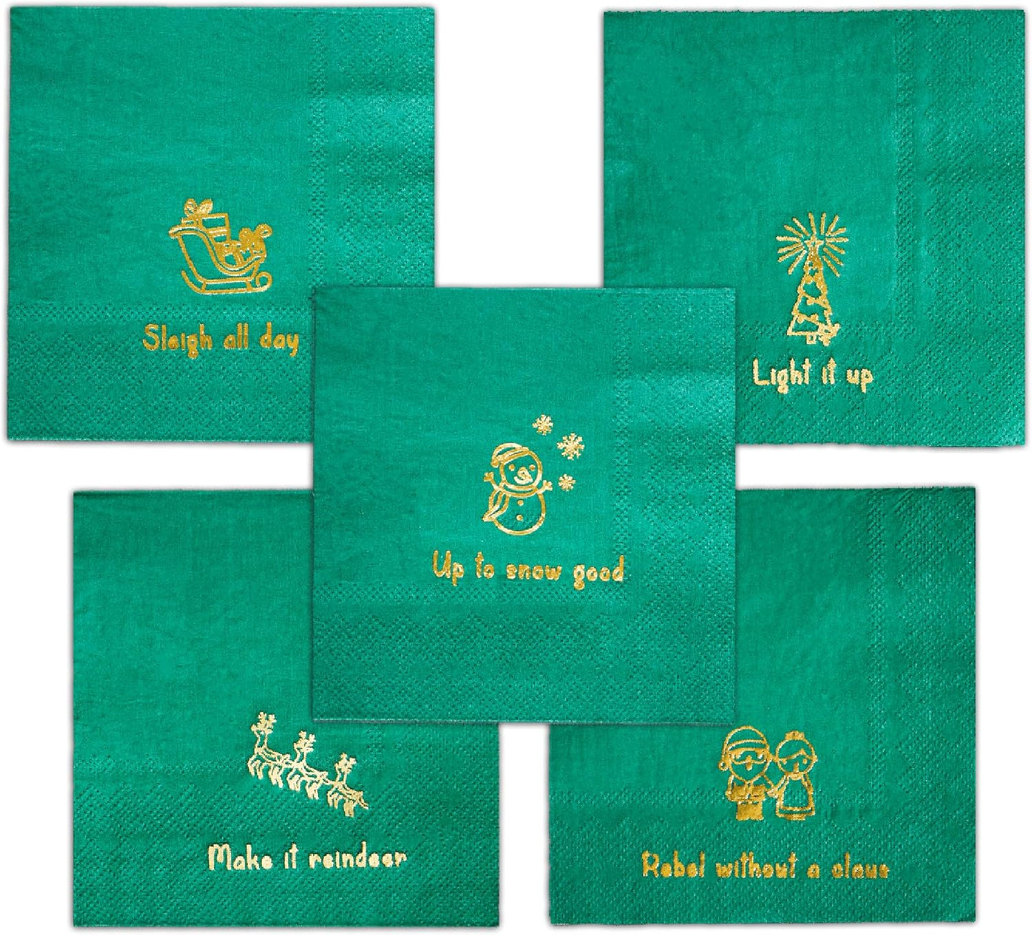 Festive Coterie Holiday Cocktail Napkins - 25 Witty Christmas Napkins! 5 Paper