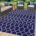 Smiry Outdoor Rug 5x8 ft Navy - Waterproof Reversible Patio Mat