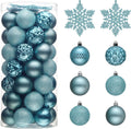 Light Blue Christmas Ball Ornament Set 50ct - Shatterproof Holiday