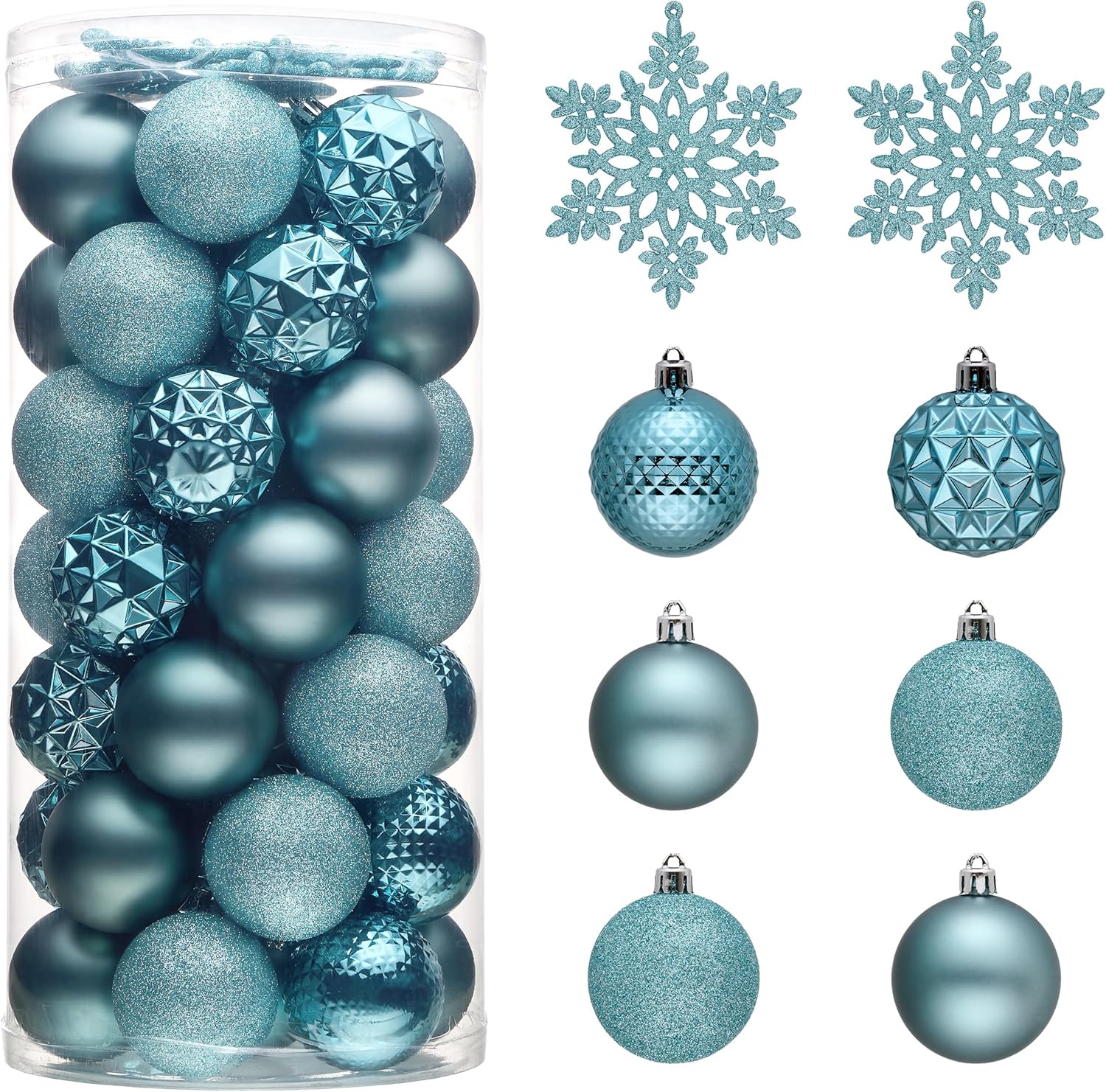 Light Blue Shatterproof Christmas Ball Ornaments Set for Holidays