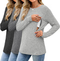 3 Pack Women's Nursing Long Sleeve Tops - Hidden Zipper Nursing 60%