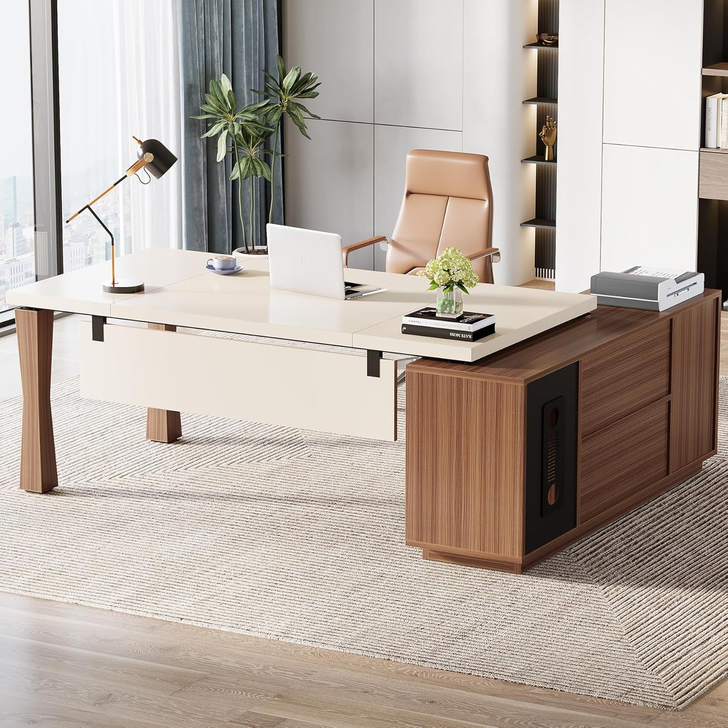 Tribesigns L-Shaped Executive Desk - Efficient Storage & Style