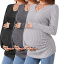 Ribbed Long Sleeve Maternity Shirts for Comfortable Pregnancy Wear