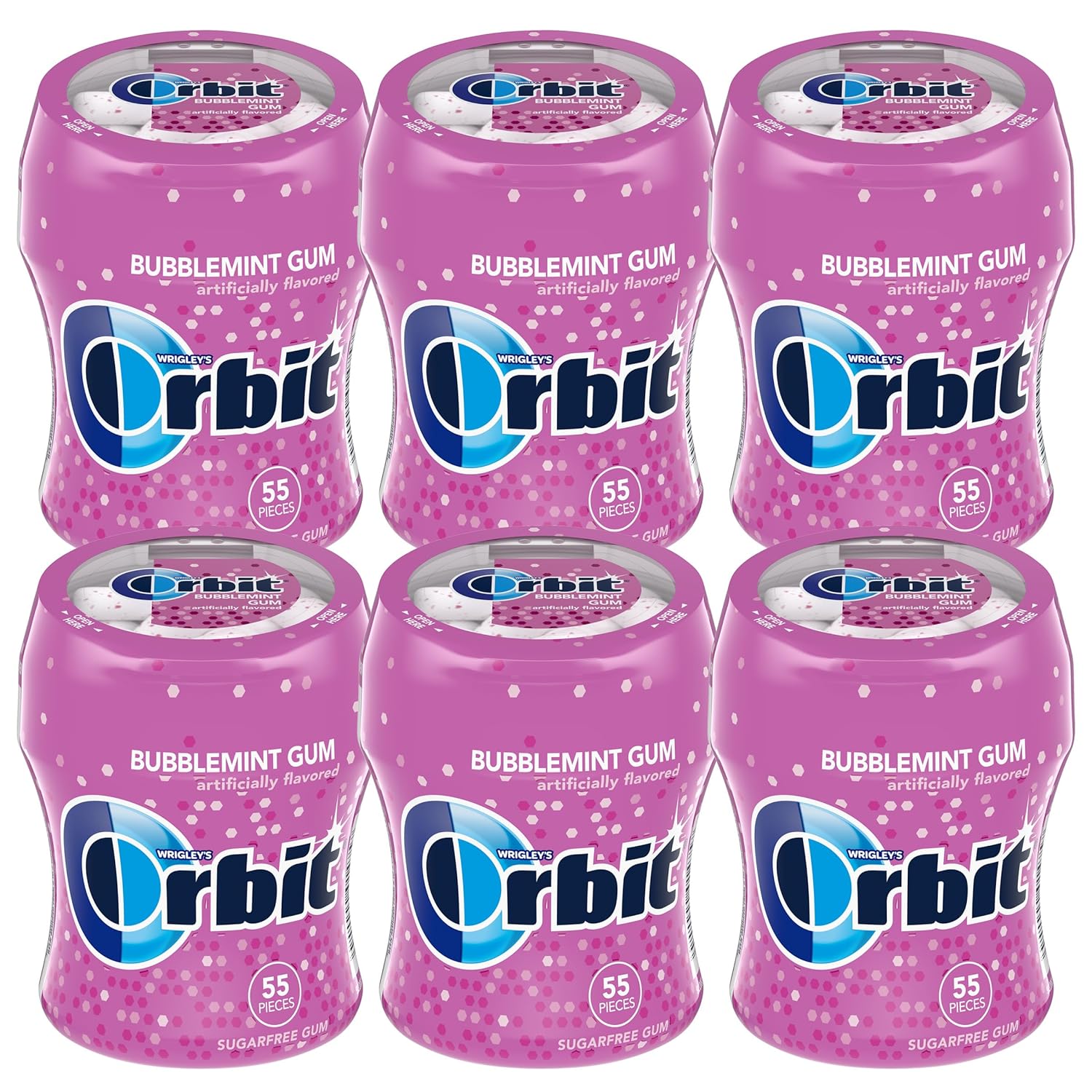 Orbit Bubblemint Gum 55 Piece Bottles for Fresh Breath Fun