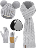 Aneco Winter Beanie Hat Scarf Gloves Ear Warmer Set - 4-in-1 Warmth