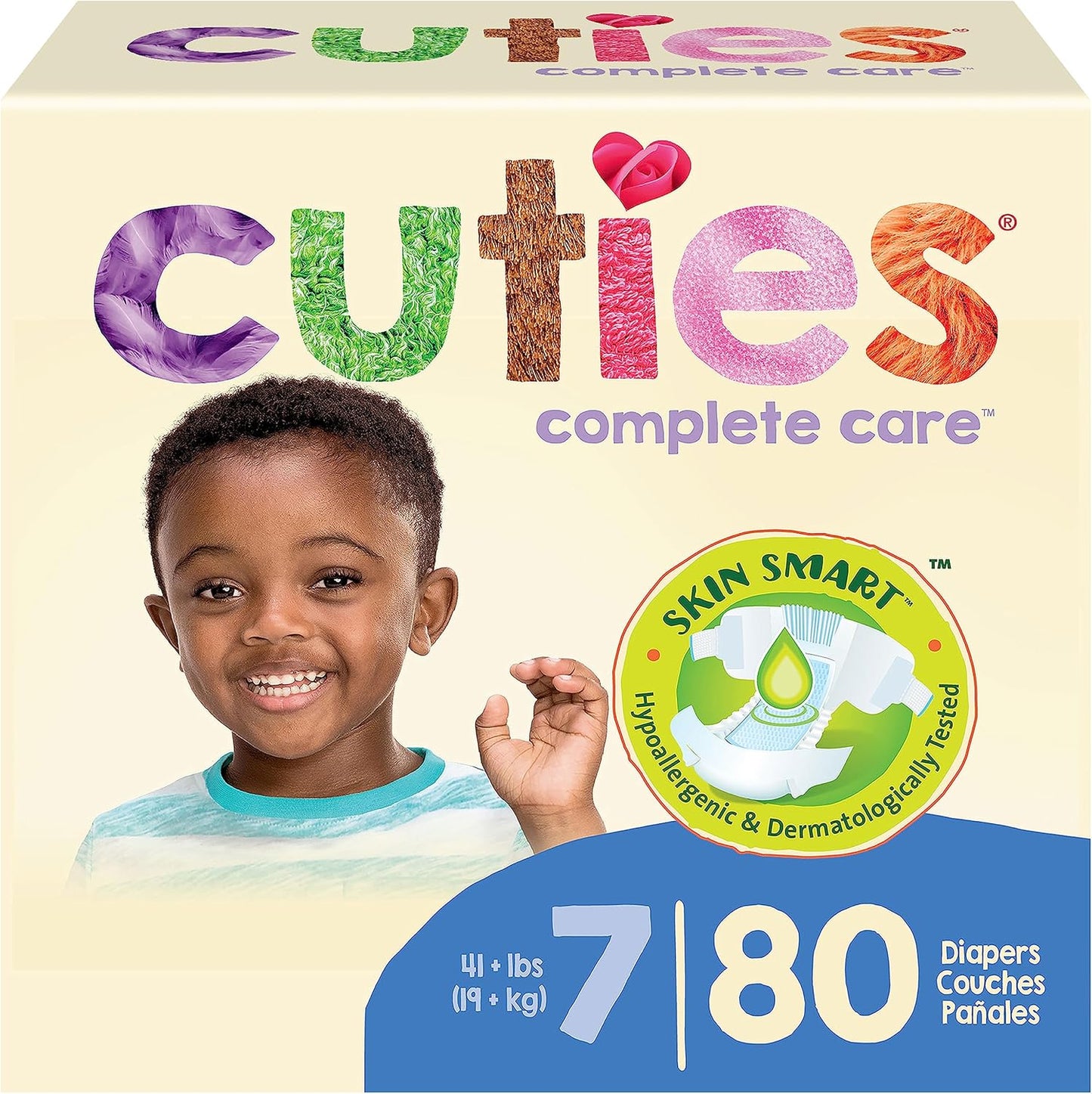 Cuties | Skin-Smart & Secure Tabs | Size 7 | 80 Count