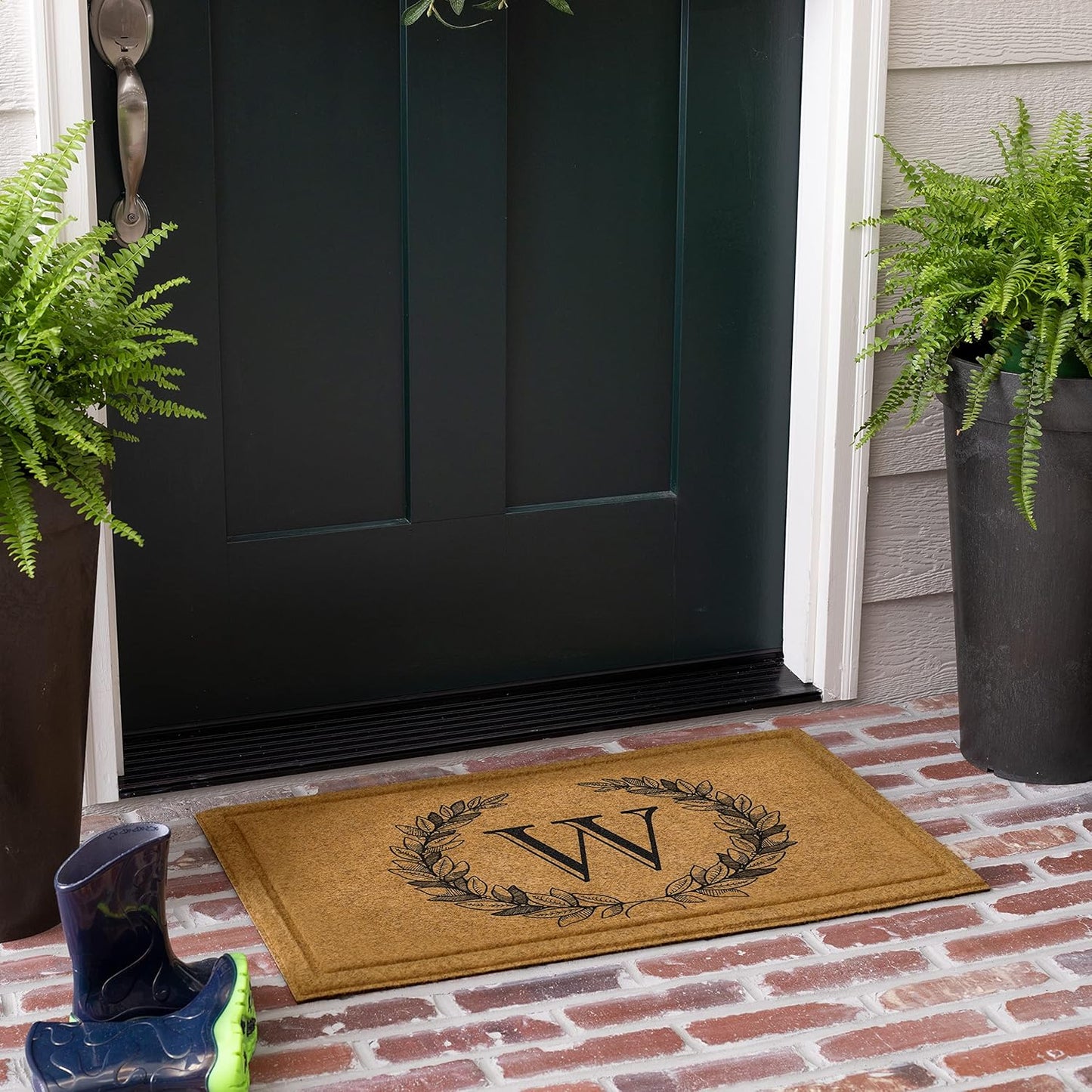 Mohawk Home Entryway Door Mat with Monogram Letter W Design