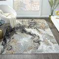 Marble Swirl Abstract Area Rug 4x5 - Plush Smoke Design