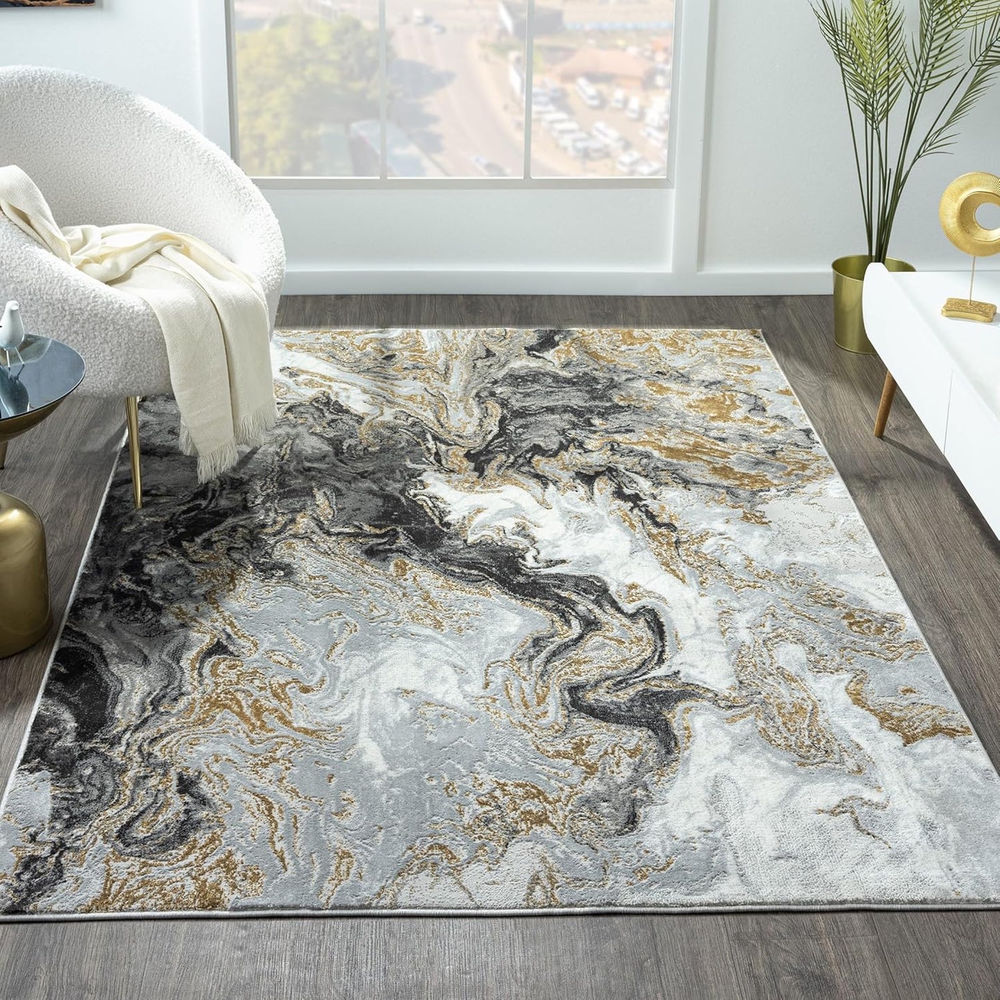 LUXE WEAVERS Marble Swirl Abstract Area Rug for Stylish Spaces