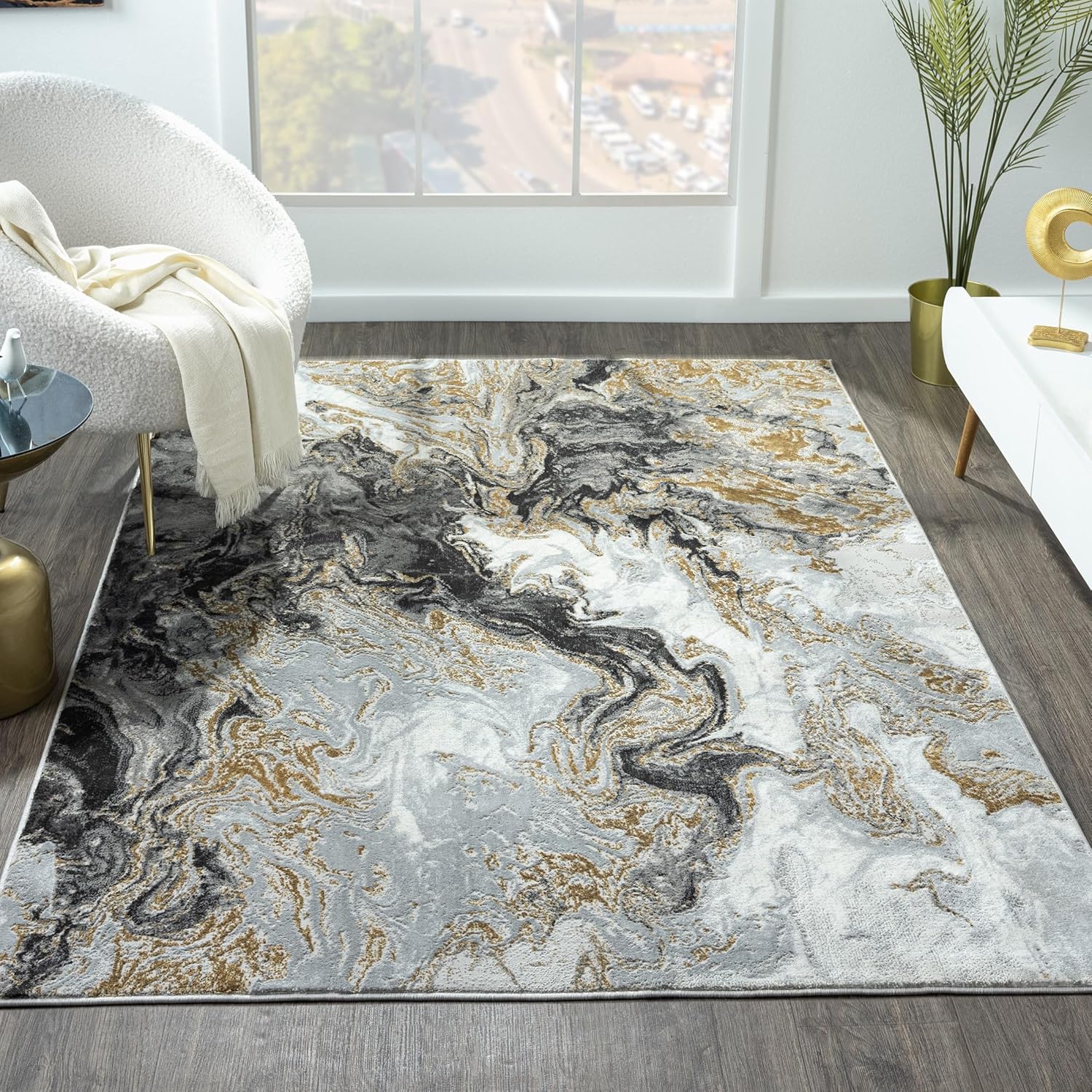 LUXE WEAVERS Marble Swirl Abstract Area Rug for Stylish Spaces