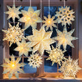 12 Pcs Christmas Paper Snowflake Lanterns with LED Lights - Cozy