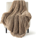 Fuzzy Sherpa Faux Fur Twin Blanket Brown - Soft Cozy 60x80