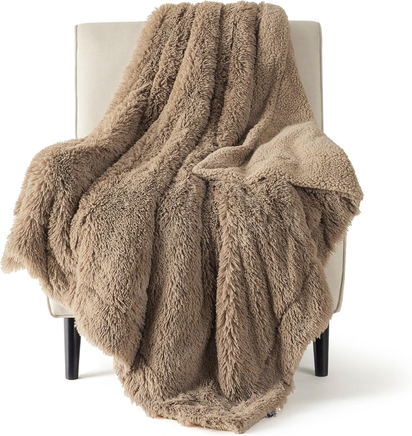 Bedsure GentleSoft Fluffy Light Chocolate Brown Throw Blanket