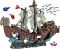 Large Shipwreck Aquarium Decoration Ornament w/Sail - Big Sunken