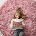 Pale Pink Round Rugs for Bedroom - Machine Washable, Soft Shaggy 5 ft