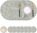 Grass Green Round Faux Leather Placemats and Coasters Set of 8