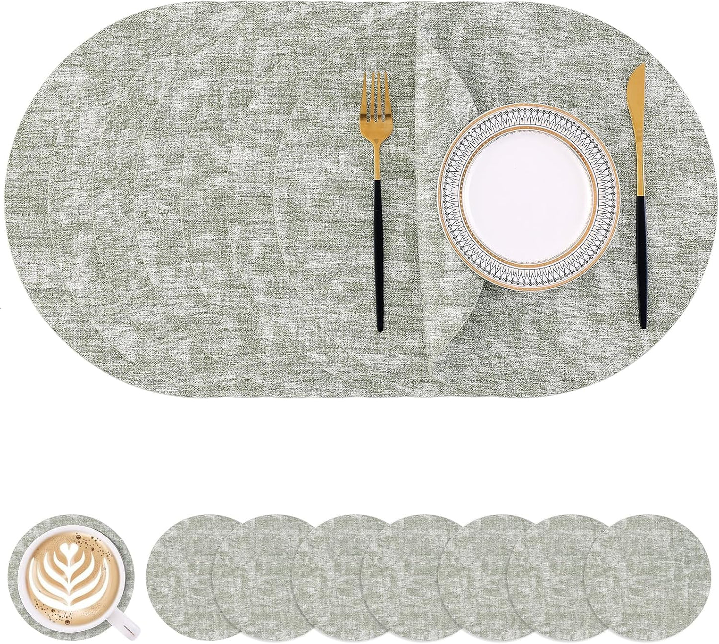 Homaxy Round Faux Leather Placemats for Elegant Dining