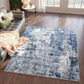 Rugcomf 4x6 Washable Boho Area Rug - Soft Low Pile Blue