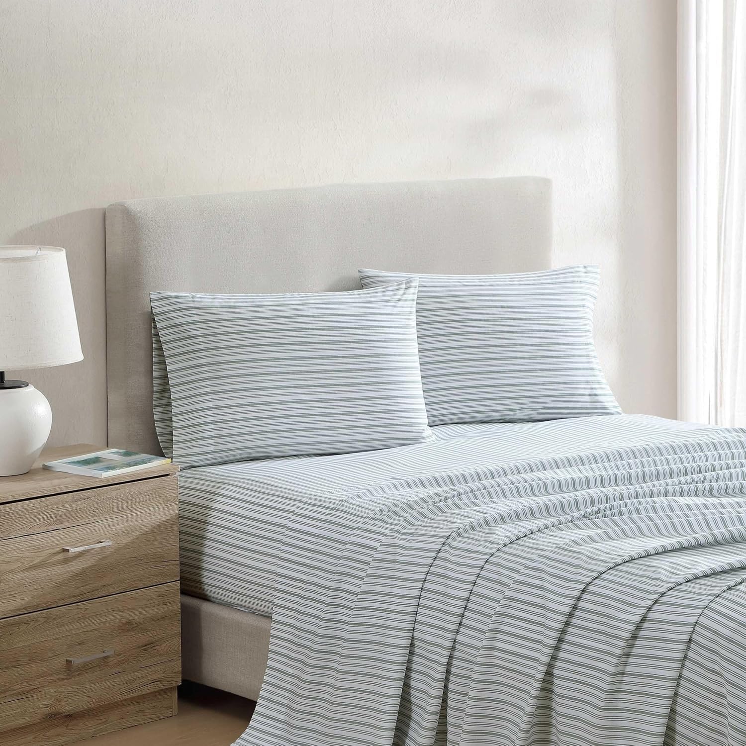 Nautica Full Bed Sheets Set - Lightweight Cotton Percale Bedding