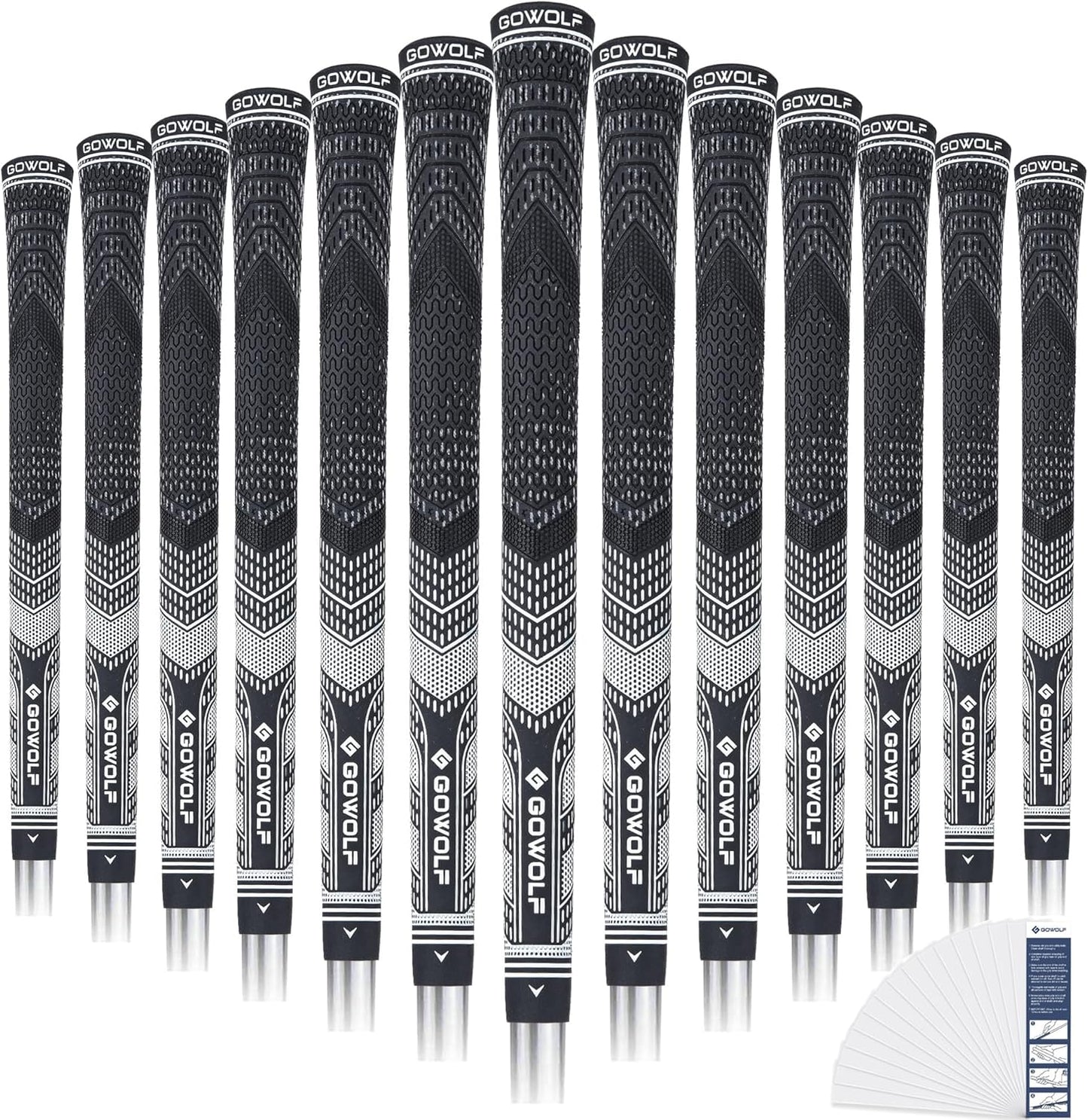 Gowolf 13 Pack Hybrid Golf Grips, Low Taper Design