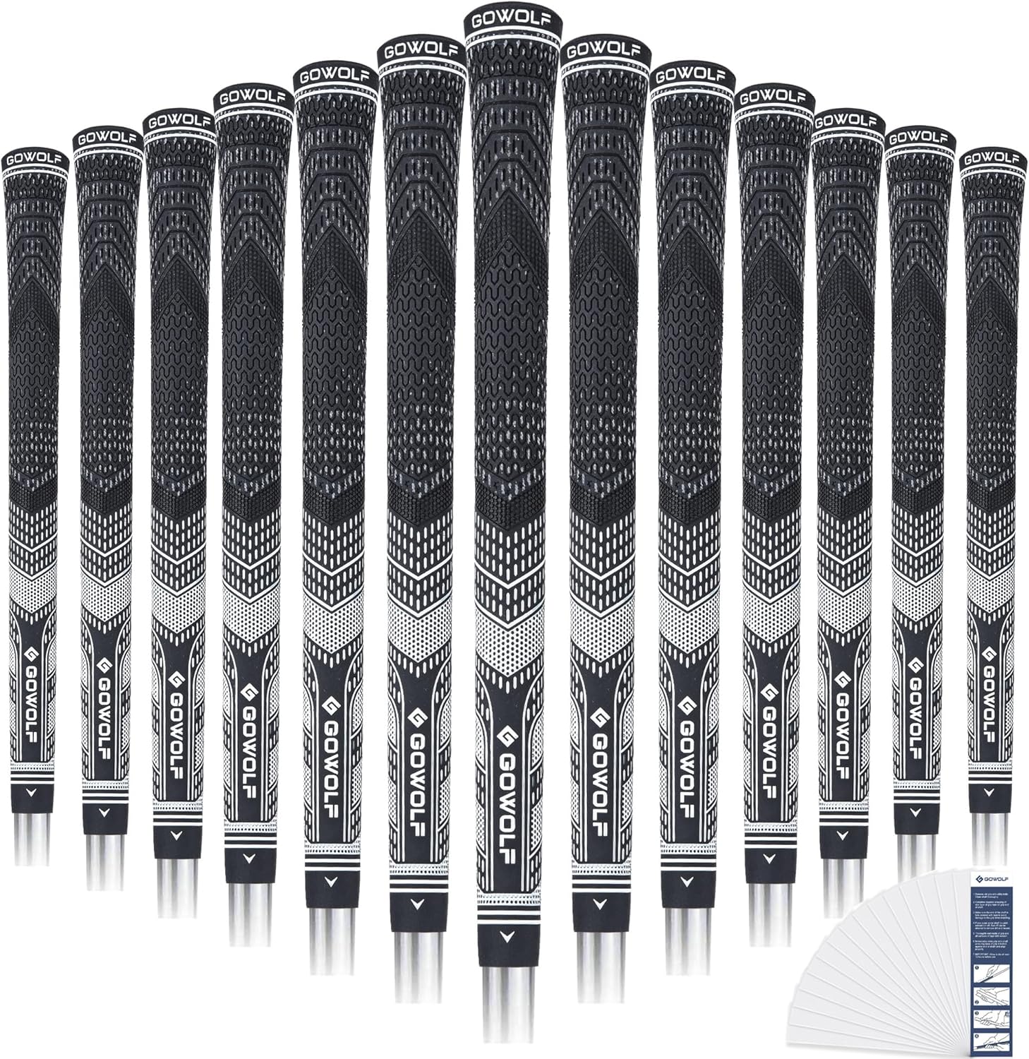 Gowolf 13 Pack Hybrid Golf Grips, Low Taper Design
