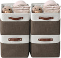 Fabric Storage Bins for Shelves and Closets - 4 Pack Large Brown/White