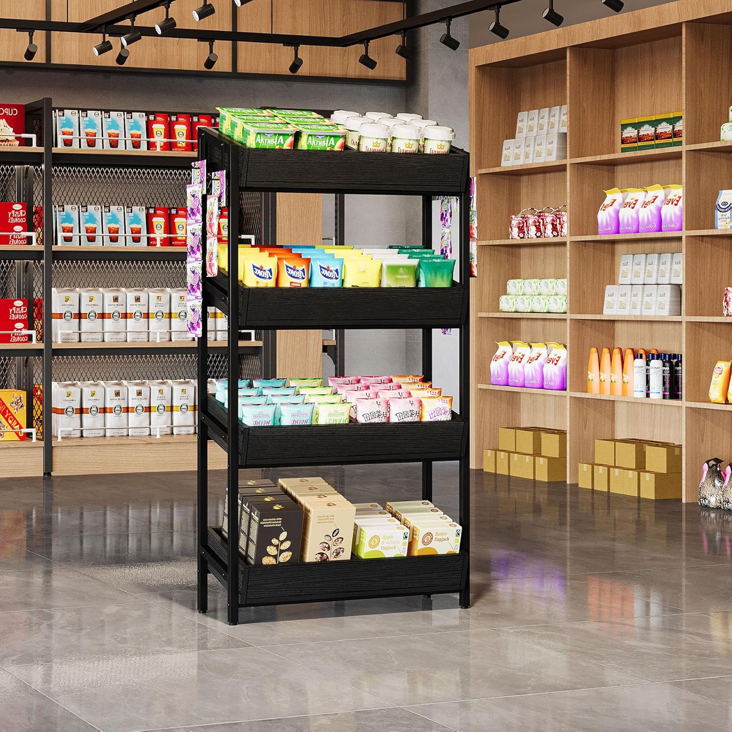 Tribesigns 4-Tier Retail Display Rack Stand for Organized Storage