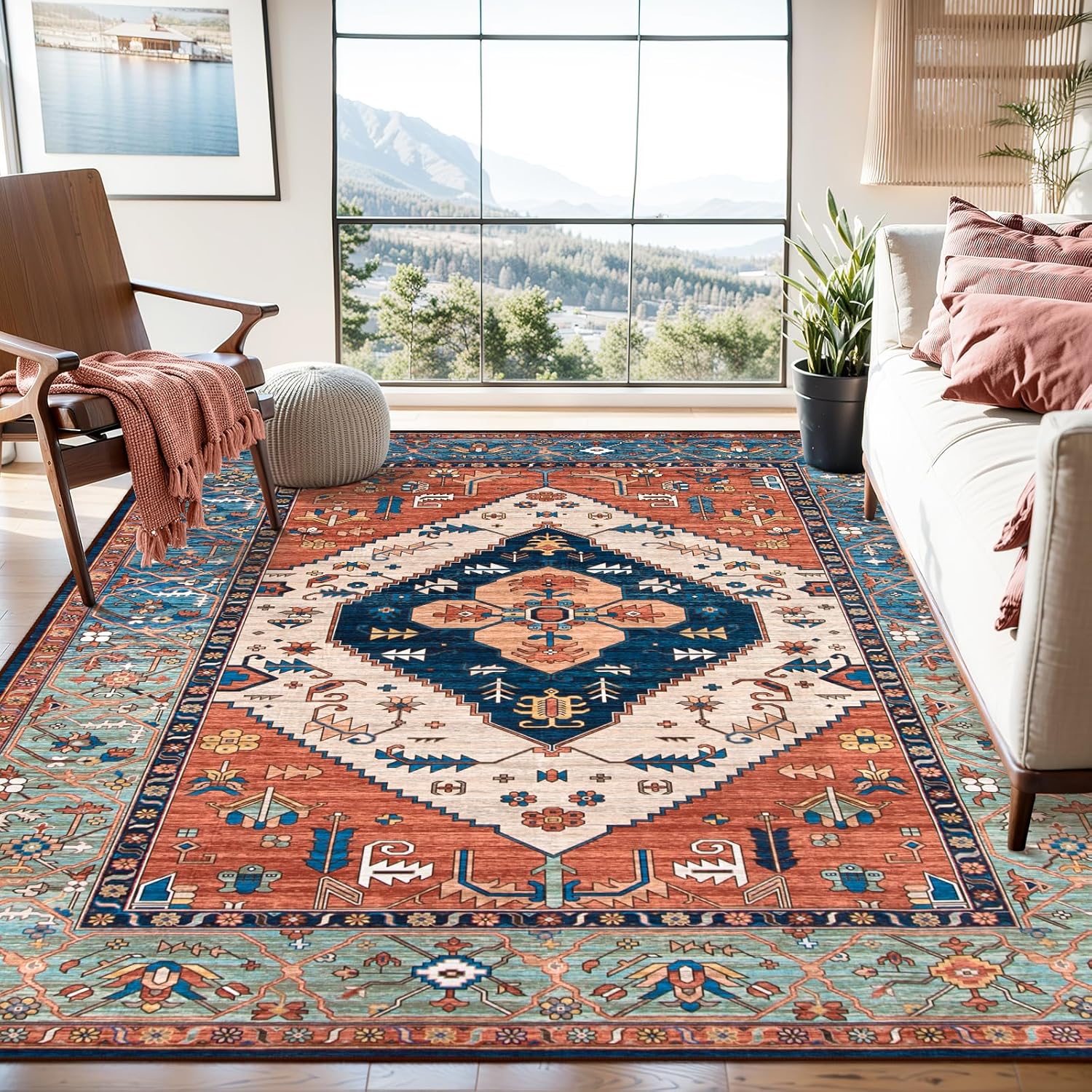 Lahome 8 x 10 Area Rugs for Living Room - Boho Washable Design