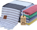 Gold CASE Turkish Beach Towel Set of 6 - Oversized Quick Dry Towels
