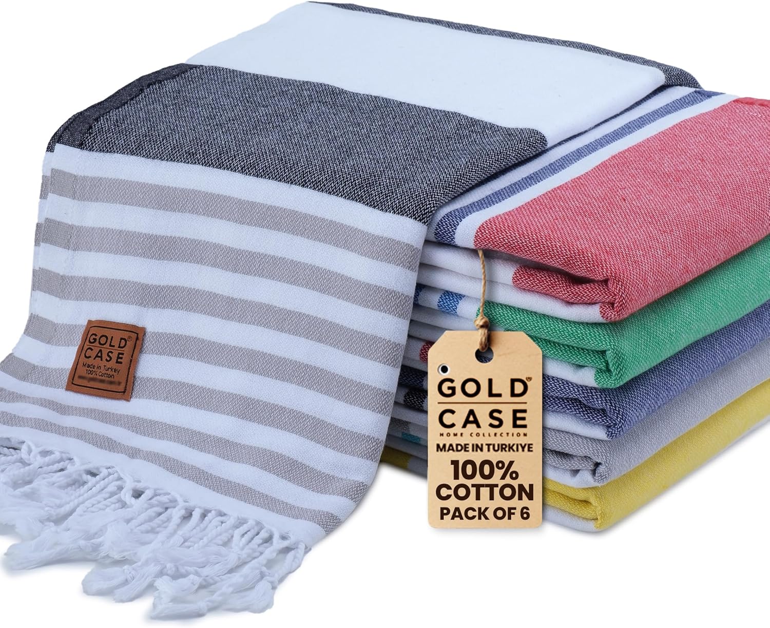 Lycia Turkish Beach Towel Set of 6 - Quick Dry & Sand Free