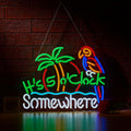Its 5 O'clock Somewhere Parrot Neon Sign - Dimmable Palm Tree LED