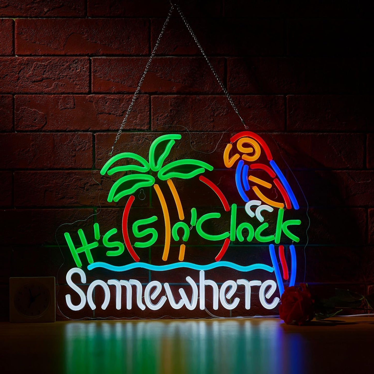 ZODZ 5 O'clock Somewhere Neon Sign for Wall Decor and Bar