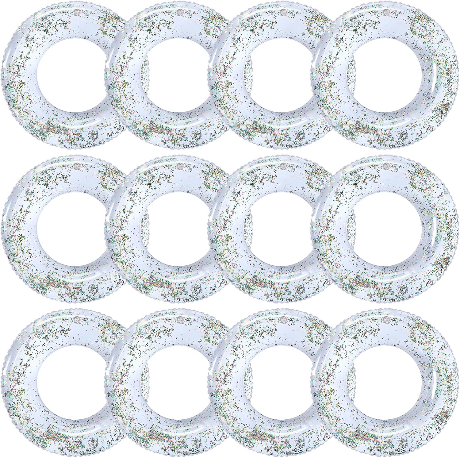 12 Pcs Summer Swim Rings with Glitter for Pool Fun and Parties