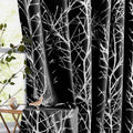 Blackout Curtains 54 in Length with Silver Foil Branch Pattern - Full