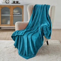 Twin XL Teal Blue Fleece Blanket - Lightweight Cozy Dorm Throw