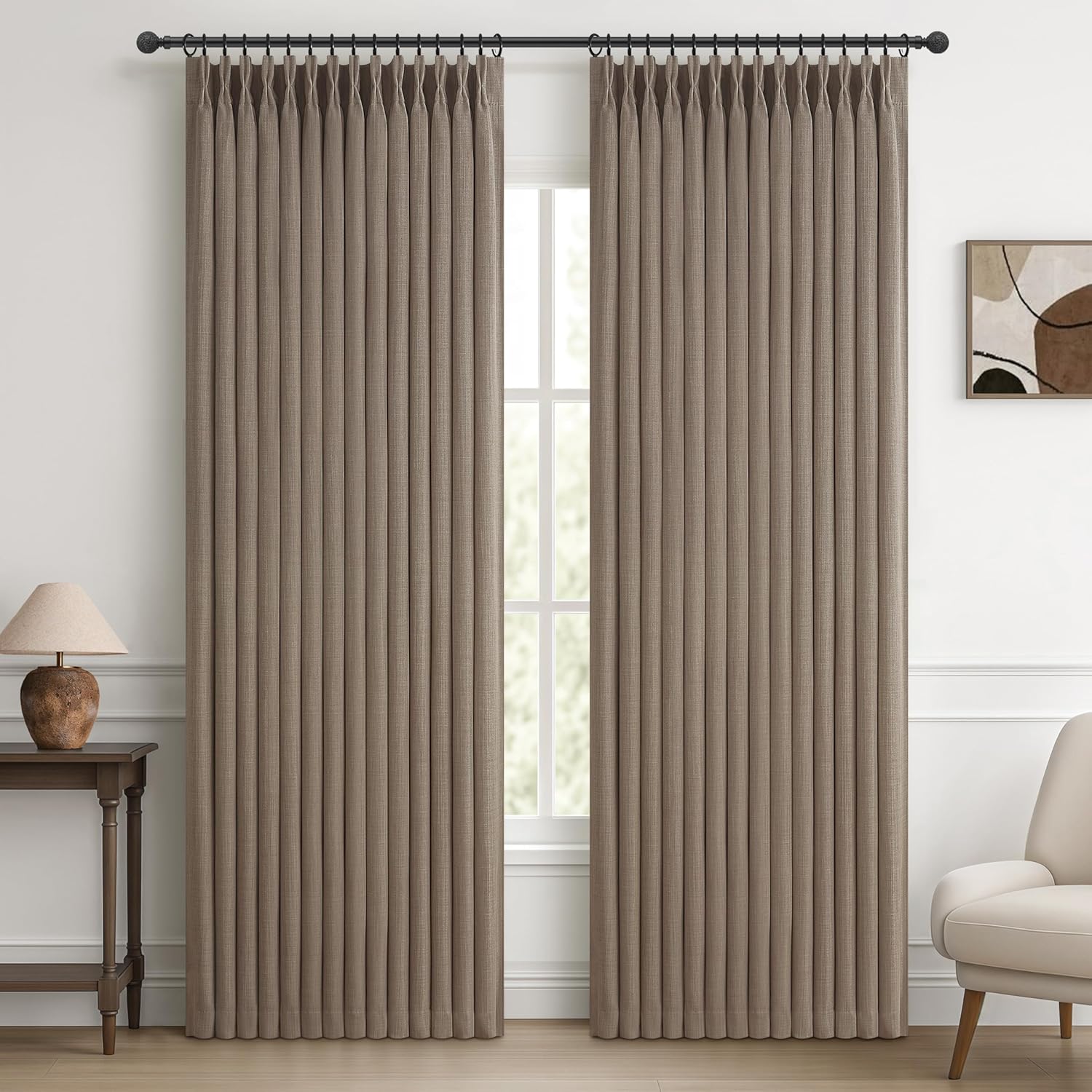 Blackout Two Layer Linen Curtains for Classroom 86 Inches Long