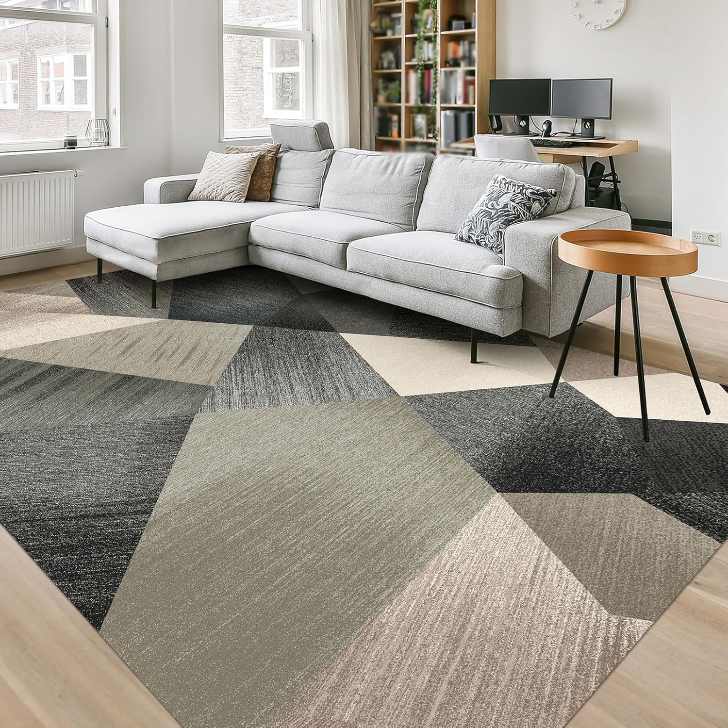 HOMFINE Washable Modern Area Rug - Soft Non Slip 4x6 Design