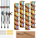 Wall Mounted Fishing Rod Holder for Garage - Holds Up to 6 Rods
