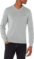 Lacoste Mens Long Sleeve Regular Fit V-neck Organic Cotton Sweater