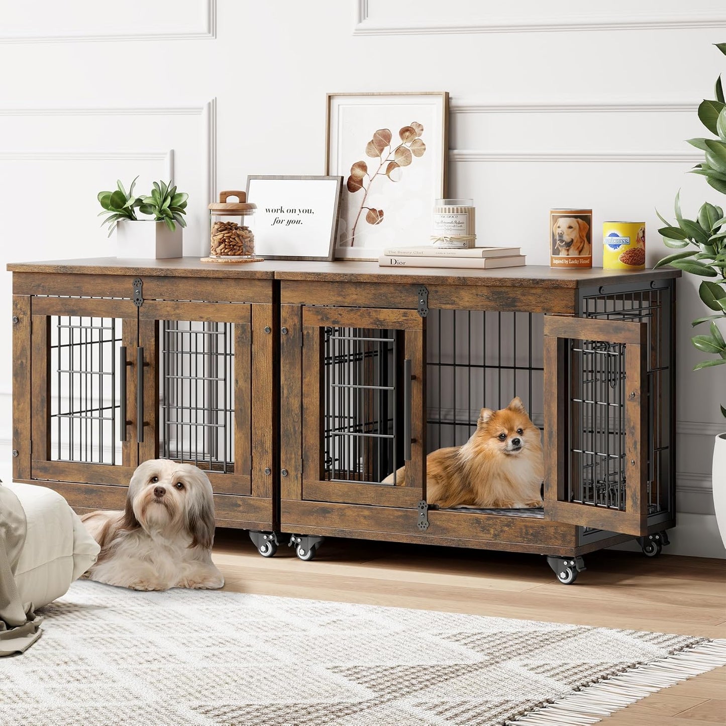 Stylish Dog Crate Furniture with Cushion for Small Dogs