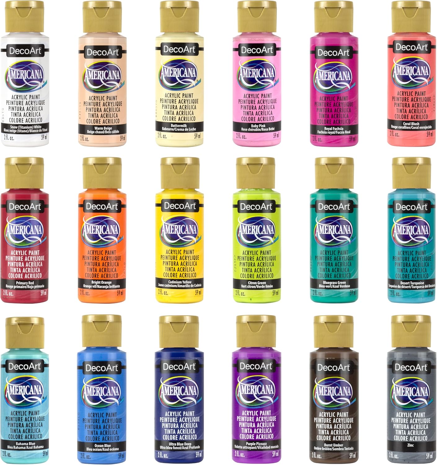 DecoArt Americana Acrylic Paint Set with 18 Popular Colors