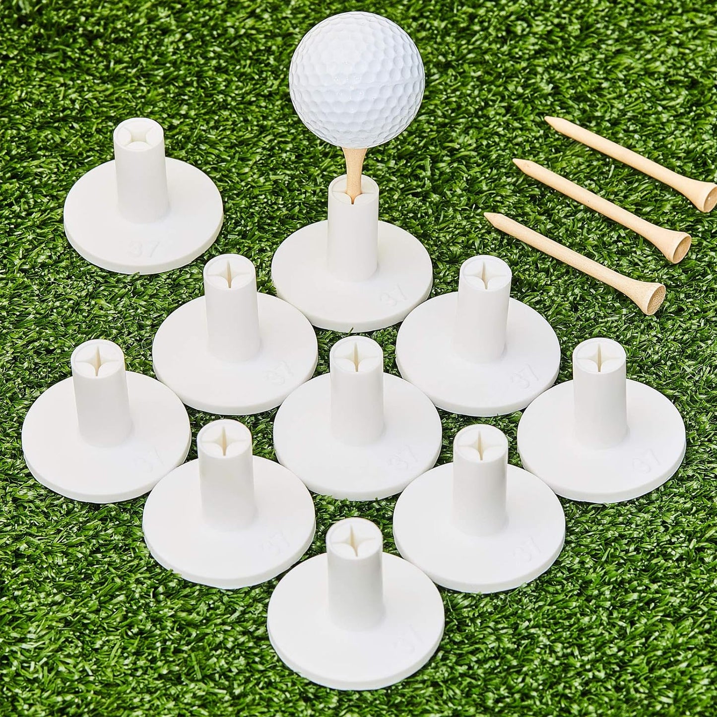 10pc Rubber Golf Tee Set for Indoor & Outdoor Practice