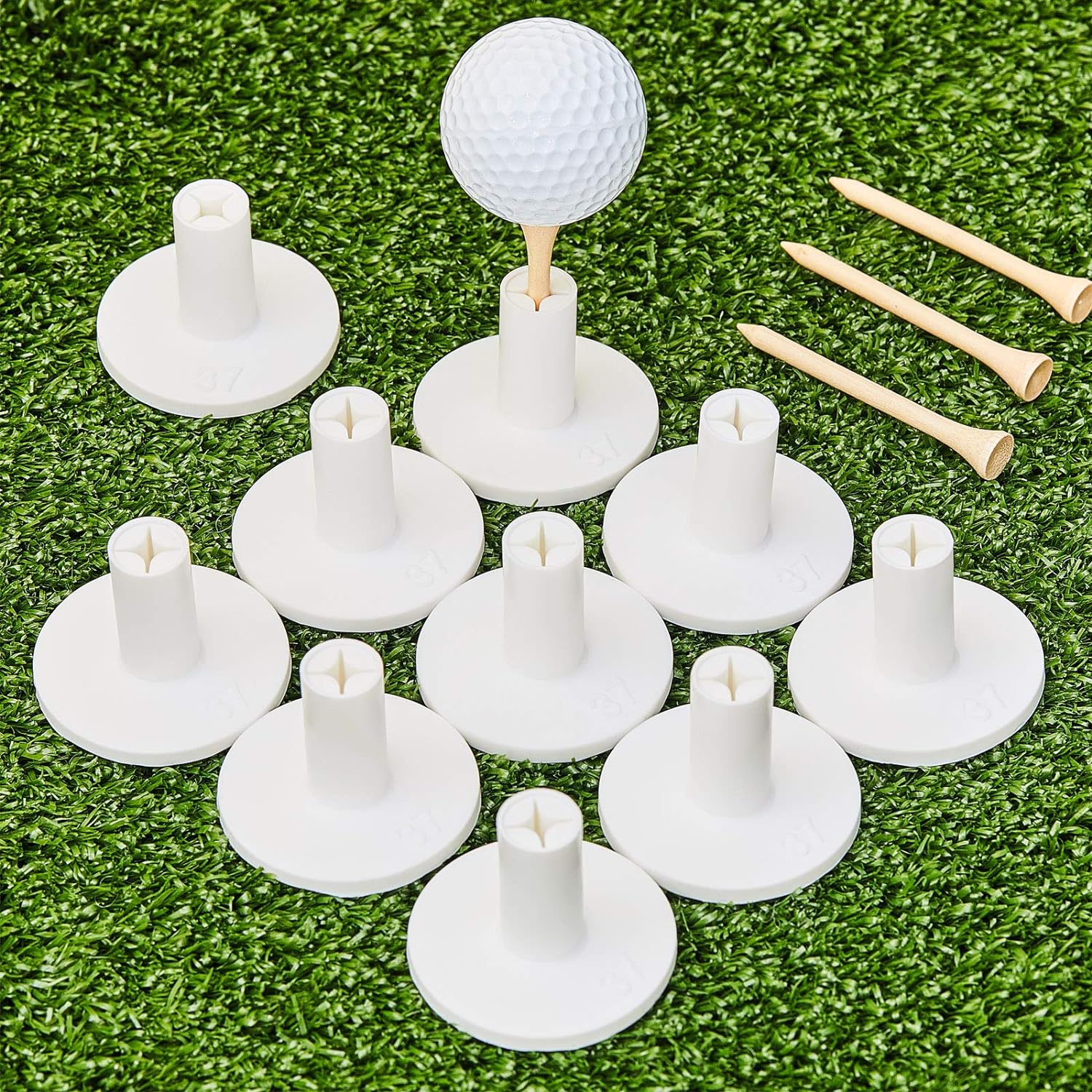 10pc Rubber Golf Tee Set for Indoor & Outdoor Practice